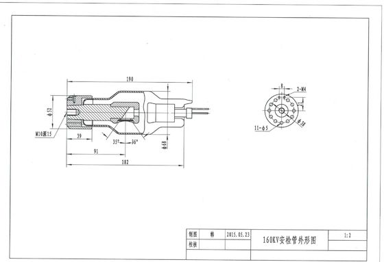 Tubo de rayos X de 160KVp 2mA para sistema de inspección de seguridad en aeropuertos 190x182x Diámetro 52mm