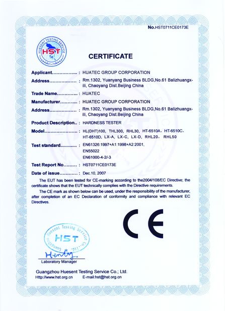 China HUATEC GROUP CORPORATION certificaciones